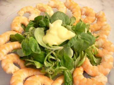 Salade de mâche et crevettes