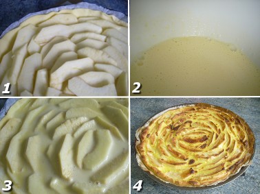 Tarte aux pomes et flan, préparation