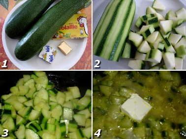 Préparation du velouté de courgettes